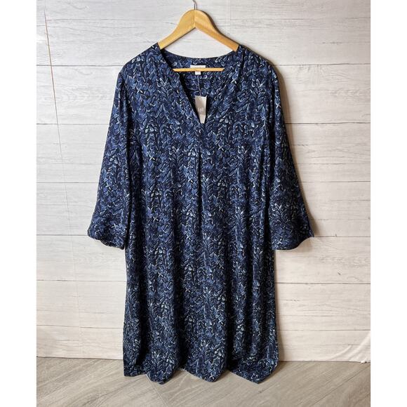 Pure Jill Dress Womens Size Large Blue Winter Sky Midi Foliage Modest Comfort - Picture 5 of 16